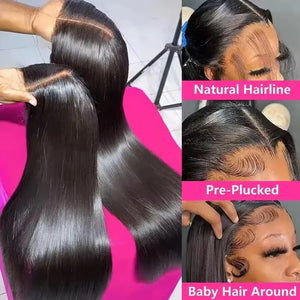 13x4 HD Transparent Lace Front Human Hair Wigs For Women Medium Length Pre Plucked Brazilian 18 24 inch Straight Lace Closure Wigs