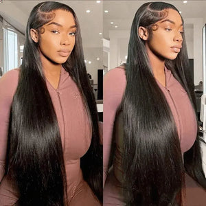 13x4 HD Transparent Lace Front Human Hair Wigs For Women Medium Length Pre Plucked Brazilian 18 24 inch Straight Lace Closure Wigs