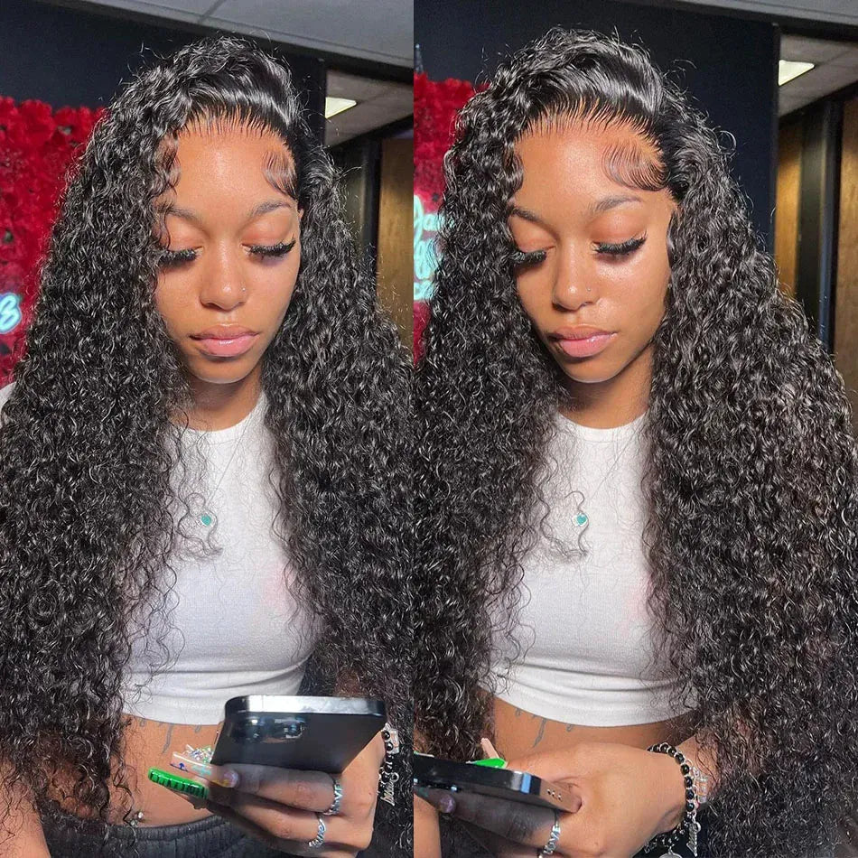13x4 Jerry Curly Lace Front Wig Deep Kinky Curly Human Hair Wigs Brazilian 4x4 HD Transparent Lace Frontal Closure Wig For Women