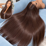 13X4 Lace Front Human Hair Wig 4# Chocolate Brown Straight Wig Pre-Plucked Baby Hair Natural Hairline Beginner Friendly 13X6 HD Lace Front Wig for Women