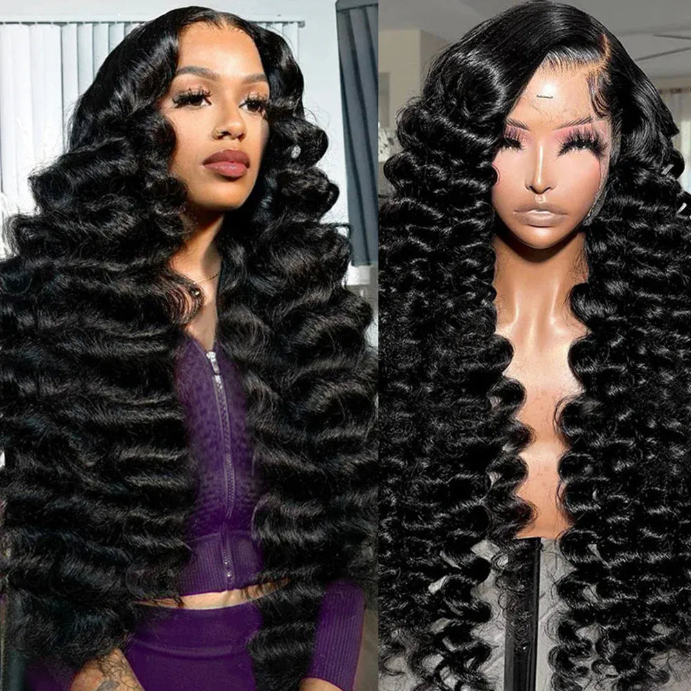 13x4 Lace Frontal Human Hair Wig 40 Inch HD Loose Deep Wave Brazilian Curly Water Wavy 13x6 Lace Front Wigs for Women 250% Density