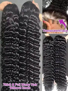 13x4 Lace Frontal Human Hair Wig 40 Inch HD Loose Deep Wave Brazilian Curly Water Wavy 13x6 Lace Front Wigs for Women 250% Density