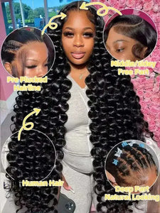 13x4 Lace Frontal Human Hair Wig 40 Inch HD Loose Deep Wave Brazilian Curly Water Wavy 13x6 Lace Front Wigs for Women 250% Density