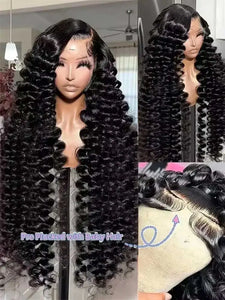 13x4 Lace Frontal Human Hair Wig 40 Inch HD Loose Deep Wave Brazilian Curly Water Wavy 13x6 Lace Front Wigs for Women 250% Density