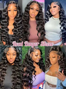 13x4 Lace Frontal Human Hair Wig 40 Inch HD Loose Deep Wave Brazilian Curly Water Wavy 13x6 Lace Front Wigs for Women 250% Density
