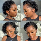 13X4 Lace Short Curly Brazilian Hair Wig Pixie Cut Wig Human Hair For Women Pre Plucked Pre Cut Short Curly Bob Wigs Human Hair