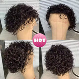 13X4 Lace Short Curly Brazilian Hair Wig Pixie Cut Wig Human Hair For Women Pre Plucked Pre Cut Short Curly Bob Wigs Human Hair