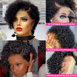 13X4 Lace Short Curly Brazilian Hair Wig Pixie Cut Wig Human Hair For Women Pre Plucked Pre Cut Short Curly Bob Wigs Human Hair