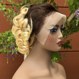 13x4 Transparent Lace Frontal Wig 250% Density Short Bob Loose Wave Human Hair Wigs Bouncy Curly Hair Wigs for Black Women