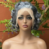 13x4 Transparent Lace Frontal Wig 250% Density Short Bob Loose Wave Human Hair Wigs Bouncy Curly Hair Wigs for Black Women