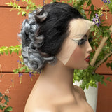 13x4 Transparent Lace Frontal Wig 250% Density Short Bob Loose Wave Human Hair Wigs Bouncy Curly Hair Wigs for Black Women