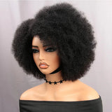 13x5x2 Side T Part Lace Wigs Afro Kinky Curly Short Bob Wig Human Hair Wigs 14 Inch Short Curly Afro Wigs for Woman 250 Density
