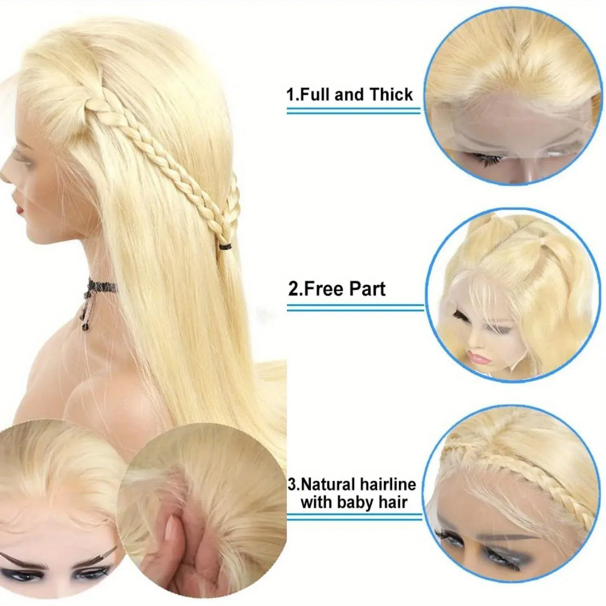 13x6 Deep Part 613# Blonde Straight Lace Frontal Wig Brazilian Straight Human Hair 13x4 Transparent Lace Front Wig for Women