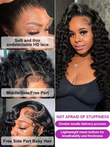 13X6 Deep Wave Frontal Wig 13x4 HD Transparent Lace Frontal Wigs Remy Glueless Deep Curly Lace Front Human Hair Wigs For Women