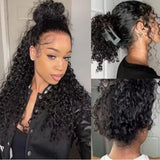 13x6 Glueless Brazilian Deep Wave Curly HD Lace Frontal Wig 250 Density Preplucked Water Resistant Human Hair for Women