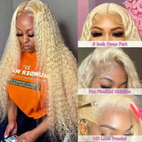 13x6 HD Lace Frontal Wig 613 Blonde Deep Wave 13x4 Transparent Lace Curly Human Hair Wigs Blonde Water Wave Wig for Women