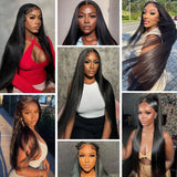 13×6 HD Lace Frontal Wig Straight 38 Inch Brazilian Human Hair 13×4 Pre Plucked Transparent Lace Front Wig 250 Density Black Wig