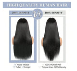 13×6 HD Lace Straight Human Hair Wig Natural Color Pre Plucked Natural Hairline Remy Hair Glueless Wig For Women
