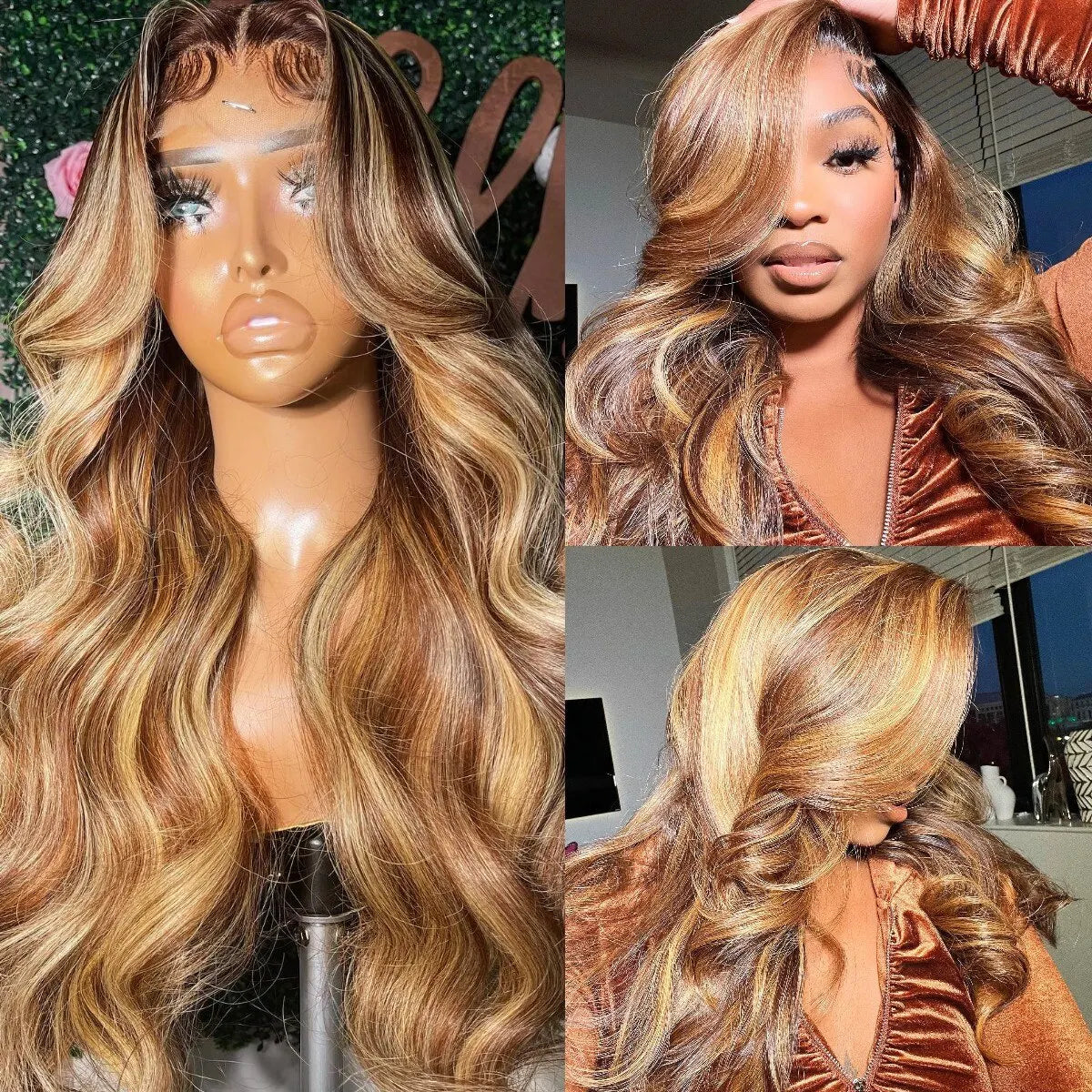 13x6 Highlight Wig Human Hair Body Wave Full HD Lace Frontal Wigs For Women 4x4 Brazilian Human Hair Honey Blonde Lace Front Wig
