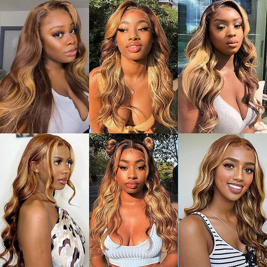 13x6 Highlight Wig Human Hair Body Wave Full HD Lace Frontal Wigs For Women 4x4 Brazilian Human Hair Honey Blonde Lace Front Wig
