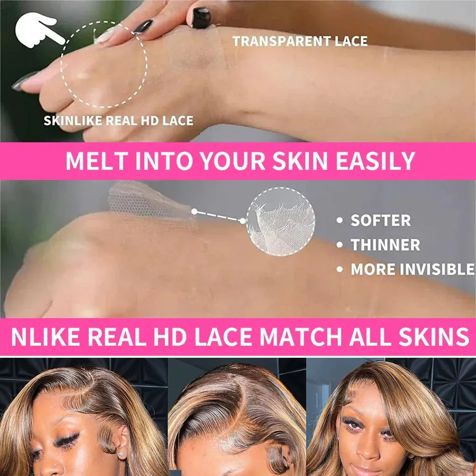 13x6 Highlight Wig Human Hair Body Wave Full HD Lace Frontal Wigs For Women 4x4 Brazilian Human Hair Honey Blonde Lace Front Wig