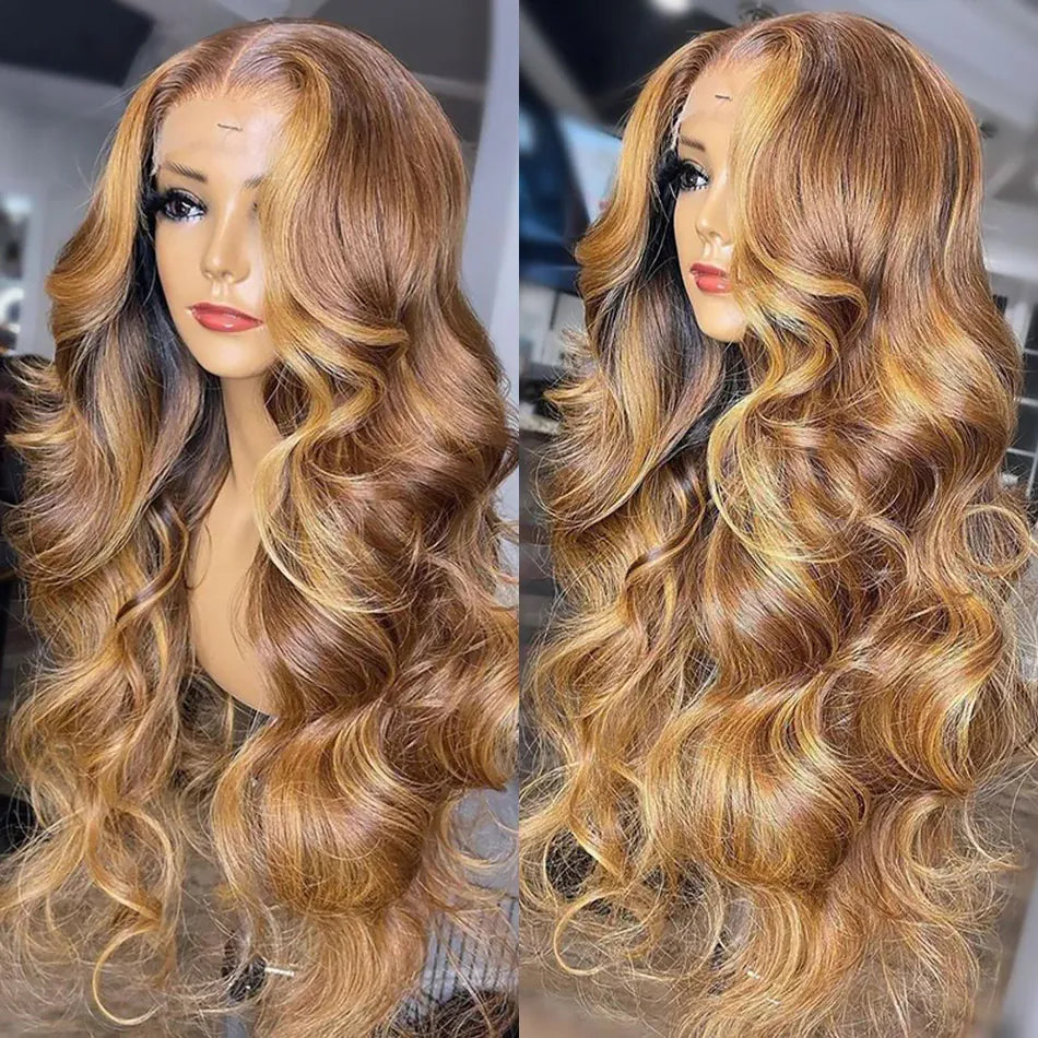 13x6 Highlight Wig Human Hair Body Wave Full HD Lace Frontal Wigs For Women 4x4 Brazilian Human Hair Honey Blonde Lace Front Wig