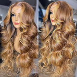 13x6 Highlight Wig Human Hair Body Wave Full HD Lace Frontal Wigs For Women 4x4 Brazilian Human Hair Honey Blonde Lace Front Wig