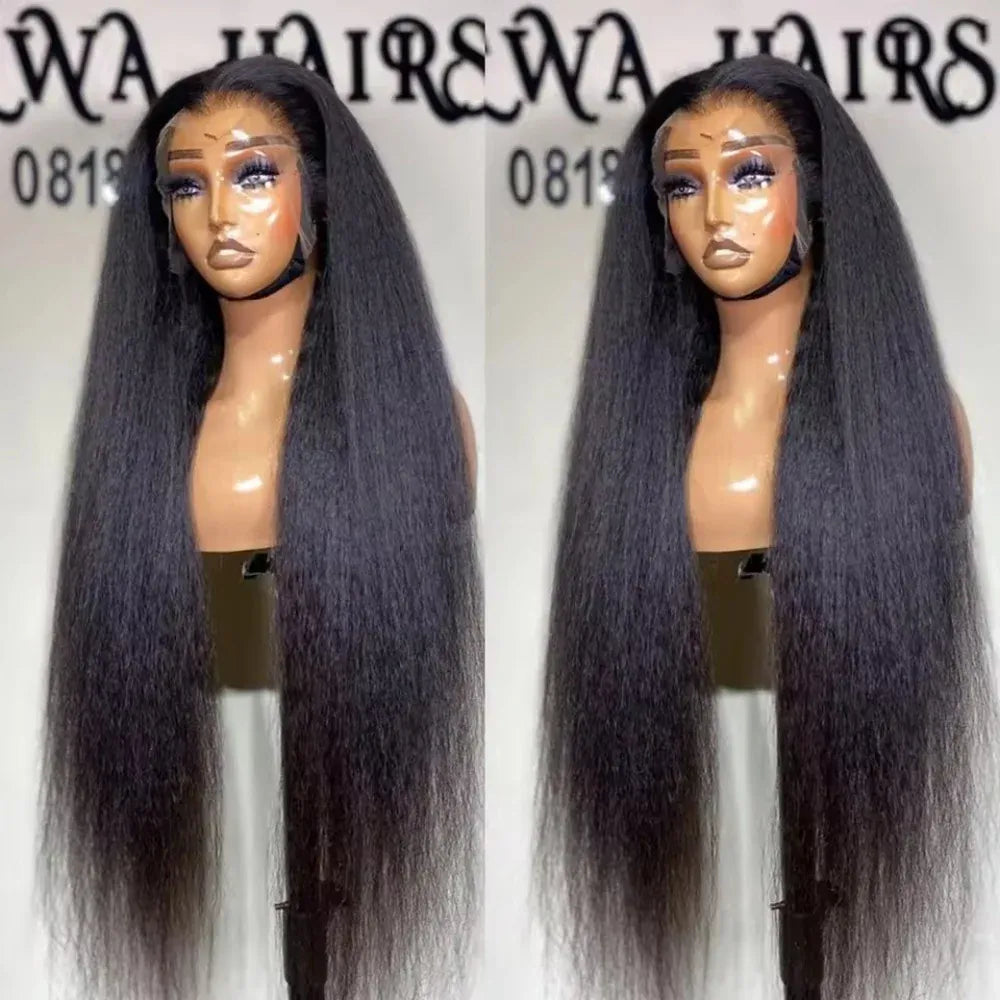 13X6 Kinky Straight Glueless Human Hair Wigs For Women 250% Density 13x4 Lace Frontal Wig Pre Cut Lace Human Hair Wig Natural