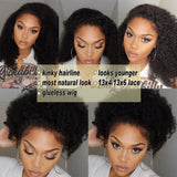 13x6 Lace Front Human Hair Wigs For Girls Deep Curly Wig Kinky Hairline With Yaki Kinky Edges Baby Hair PrePlucked 13x4 Lace Wig