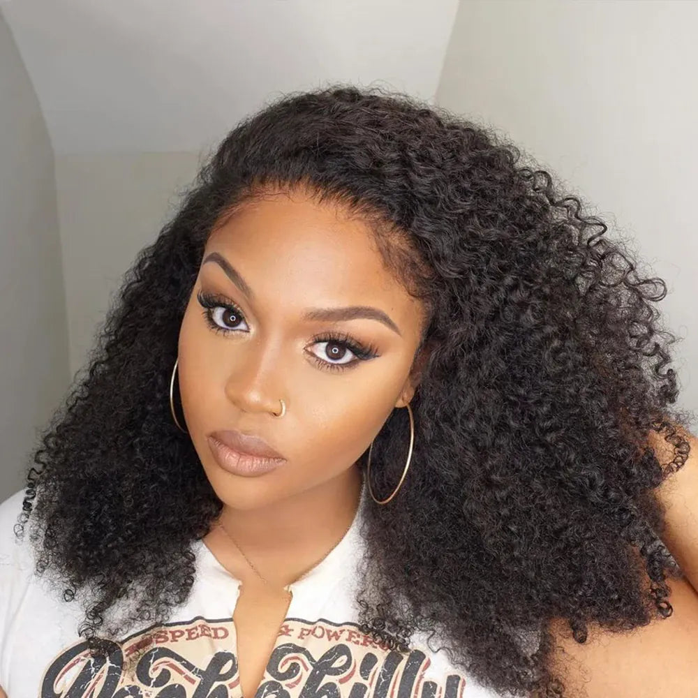13x6 Lace Front Human Hair Wigs For Girls Deep Curly Wig Kinky Hairline With Yaki Kinky Edges Baby Hair PrePlucked 13x4 Lace Wig