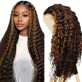 13x6 Lace Front Wig Human Hair 1B/30 Colored Highlight Wigs Deep Wave Ombre Brown 13x4 Human Hair Lace Frontal Wigs For Women
