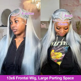 13x6 Straight Grey Lace Front Wig Human Hair Pre Plucked Remy Brazilian Silver Gray 13x4 Transparent Lace Frontal Wig Human Hair