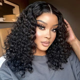 14 16 Inch 220% Curly Deep Wave 5x5 HD Lace Front Wigs Short Bob Wig Brazilian Glueless Human Hair Transparent Lace Frontal Wigs