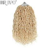 14-26"Goddess Locs Crochet Braids Hair Natural Synthetic Braiding Hair Extension Ombre River Faux Locs With Curly Hair Expo City