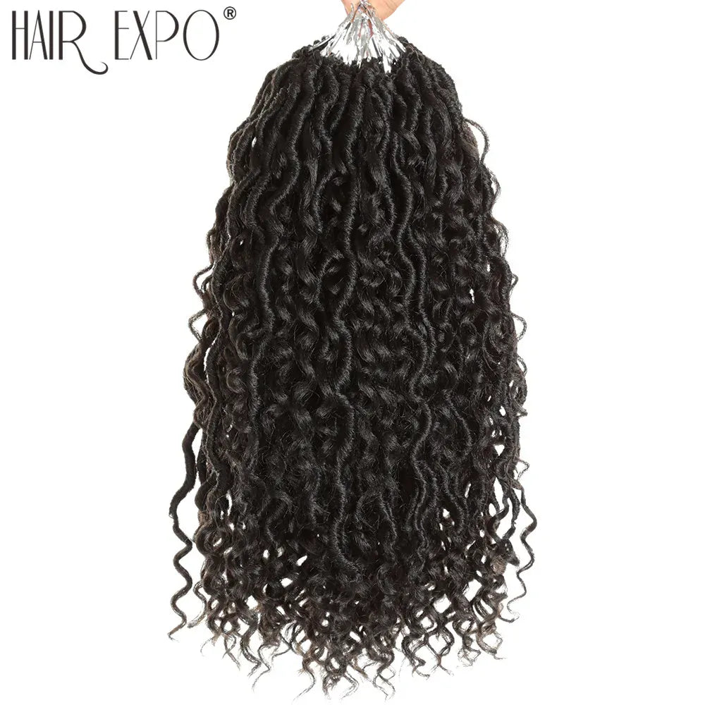 14-26"Goddess Locs Crochet Braids Hair Natural Synthetic Braiding Hair Extension Ombre River Faux Locs With Curly Hair Expo City