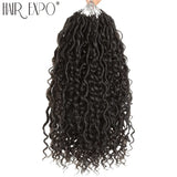 14-26"Goddess Locs Crochet Braids Hair Natural Synthetic Braiding Hair Extension Ombre River Faux Locs With Curly Hair Expo City