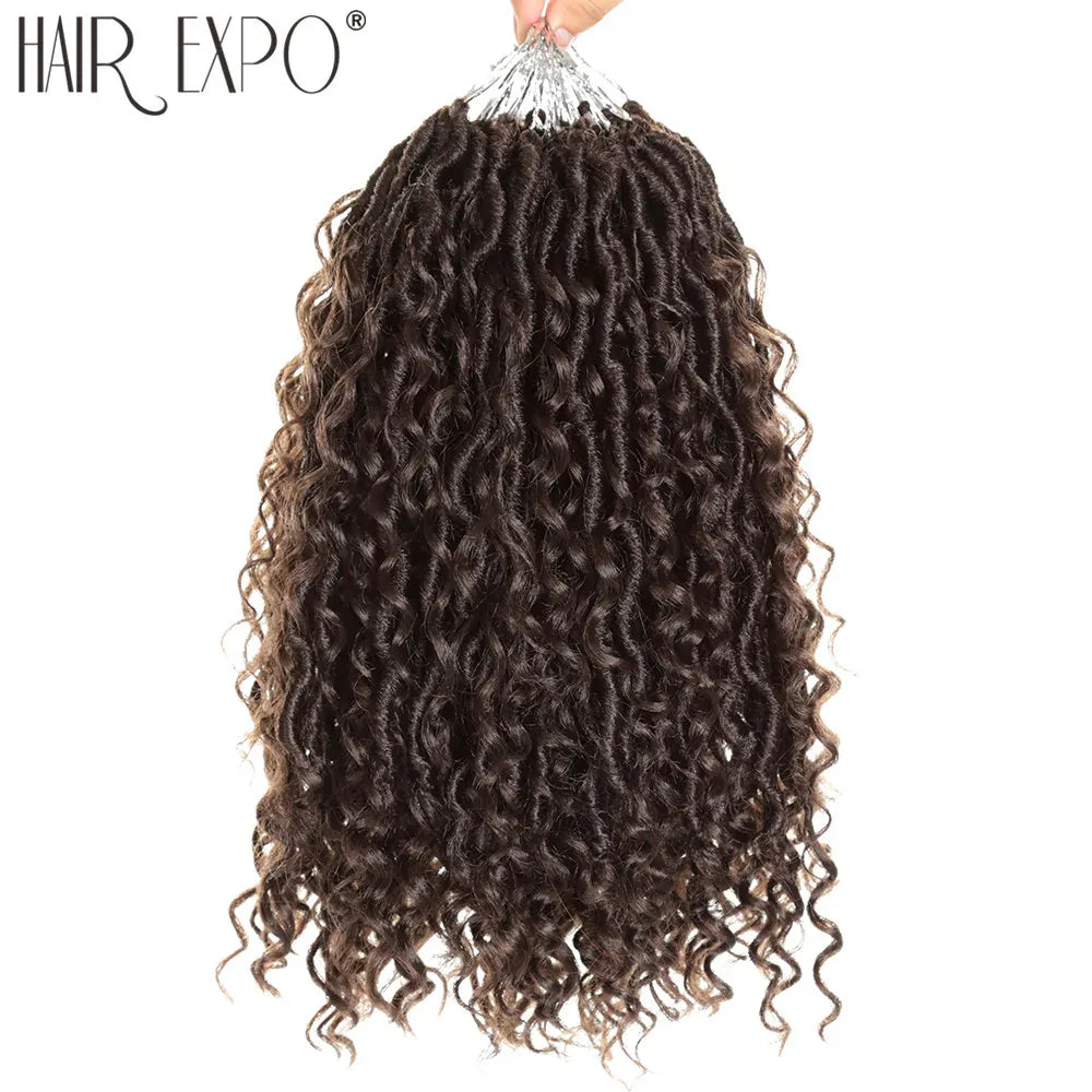 14-26"Goddess Locs Crochet Braids Hair Natural Synthetic Braiding Hair Extension Ombre River Faux Locs With Curly Hair Expo City