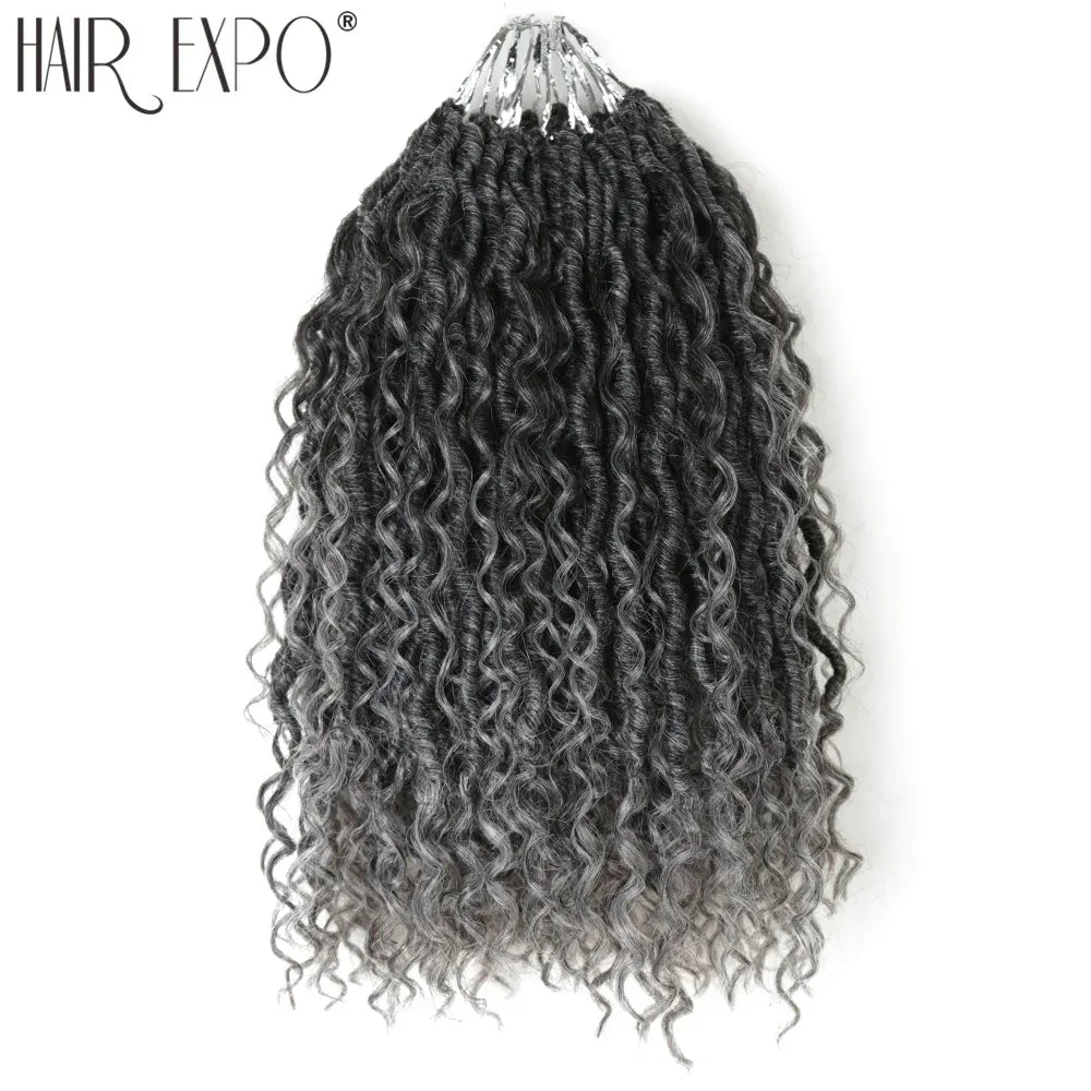 14-26"Goddess Locs Crochet Braids Hair Natural Synthetic Braiding Hair Extension Ombre River Faux Locs With Curly Hair Expo City