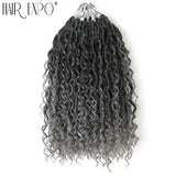 14-26"Goddess Locs Crochet Braids Hair Natural Synthetic Braiding Hair Extension Ombre River Faux Locs With Curly Hair Expo City