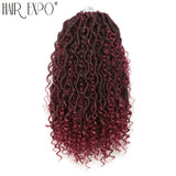 14-26"Goddess Locs Crochet Braids Hair Natural Synthetic Braiding Hair Extension Ombre River Faux Locs With Curly Hair Expo City