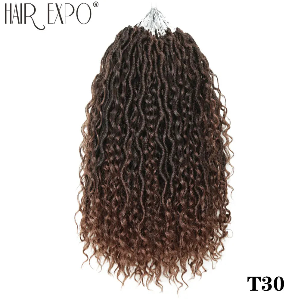 14-26"Goddess Locs Crochet Braids Hair Natural Synthetic Braiding Hair Extension Ombre River Faux Locs With Curly Hair Expo City