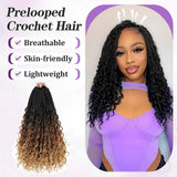14 Inch Goddess Box Braids Crochet Hair for Black Women 3 Packs Crochet Box Braids Pre-looped Boho Box Braids Crochet Braids Synthetic Braiding Hair Extension 1B/30/27