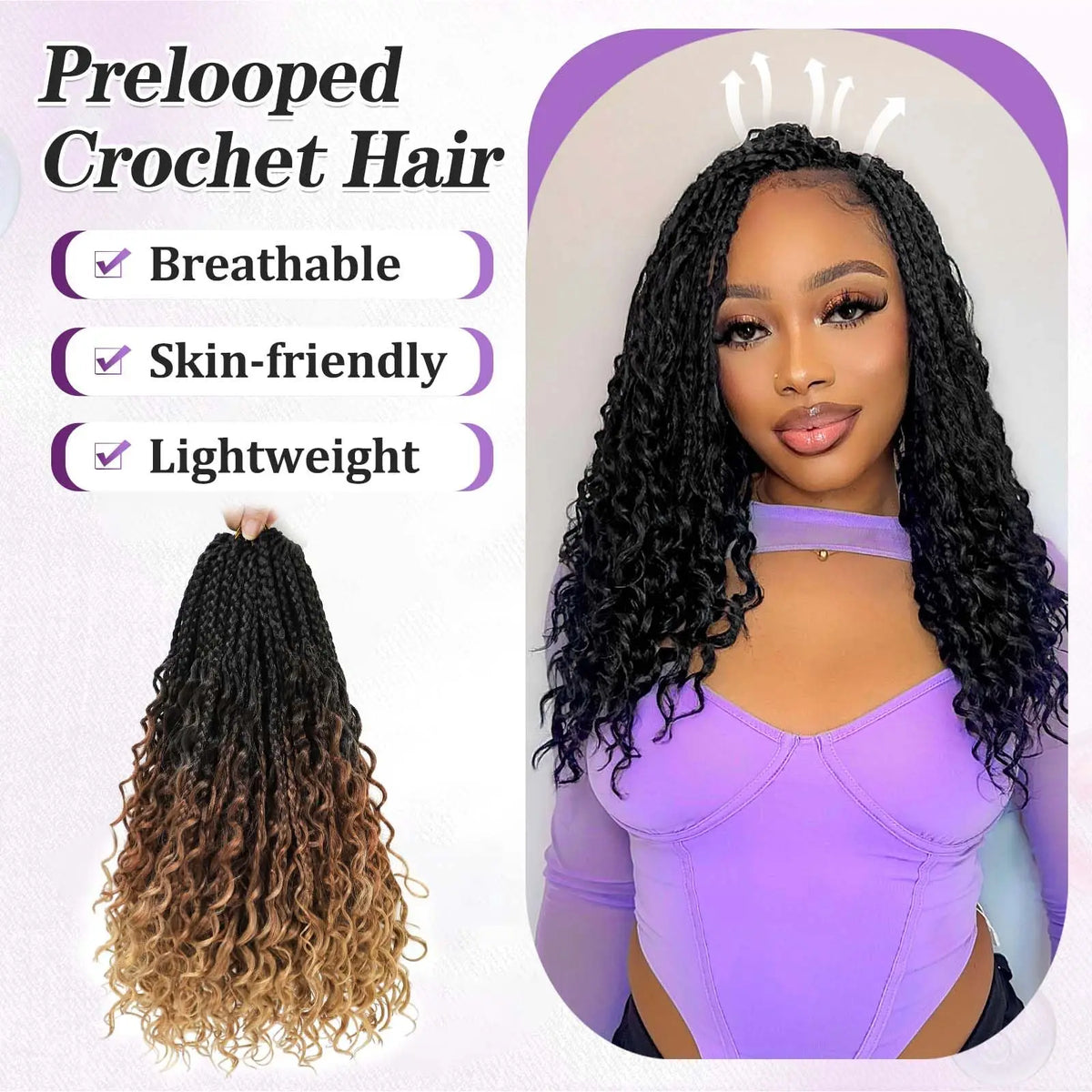14 Inch Goddess Box Braids Crochet Hair for Black Women 3 Packs Crochet Box Braids Pre-looped Boho Box Braids Crochet Braids Synthetic Braiding Hair Extension 1B/30/27