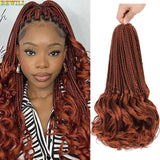 14’’ Synthetic French Curls Crochet Hair Braids Kid-Friendly Ombre Brown to Blonde French Curl Box Braids with Bouncy Curly Ends
