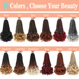 14’’ Synthetic French Curls Crochet Hair Braids Kid-Friendly Ombre Brown to Blonde French Curl Box Braids with Bouncy Curly Ends