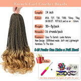 14’’ Synthetic French Curls Crochet Hair Braids Kid-Friendly Ombre Brown to Blonde French Curl Box Braids with Bouncy Curly Ends