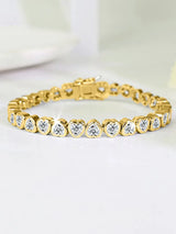 14K Gold Trendy Heart 4mm Lab Diamond Bangle Bracelet Engagement Wedding Bracelets for Women Bridal Tennis Party Jewelry Gift