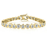 14K Gold Trendy Heart 4mm Lab Diamond Bangle Bracelet Engagement Wedding Bracelets for Women Bridal Tennis Party Jewelry Gift