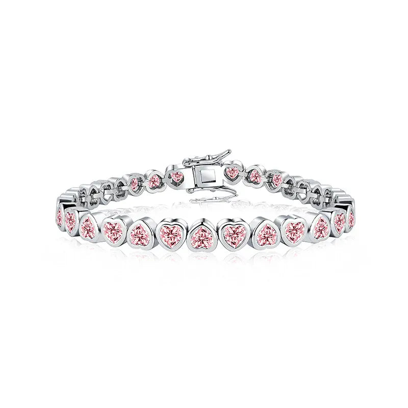 14K Gold Trendy Heart 4mm Lab Diamond Bangle Bracelet Engagement Wedding Bracelets for Women Bridal Tennis Party Jewelry Gift