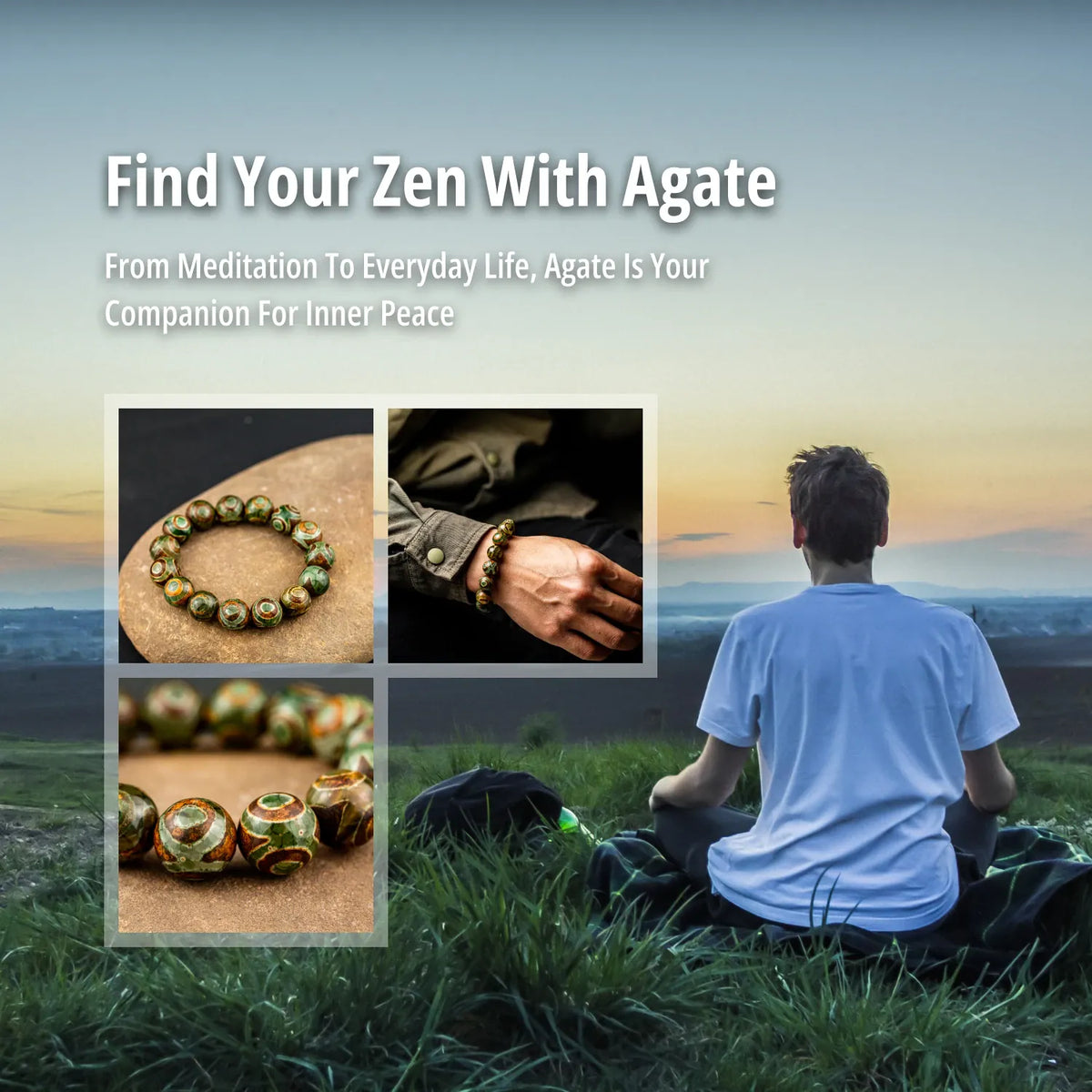 14mm Natural Stone Agate Beaded Bracelet Handmade Healing Stone Bracelet for Man Women Protection Bracelet Jewelry Gift